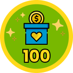 100 dollars raised badge active
