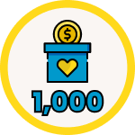1000 dollars raised badge active