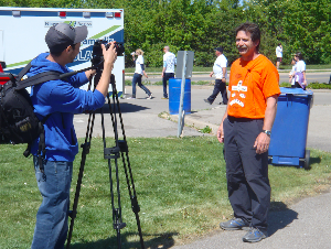Dad getting interviewed at the Rankin Cancer Run in St Catharines. 