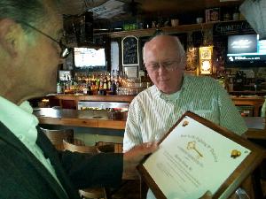 Pops receiving Keys to 8th District honours from Milwaukee Alderman Bob Donovan (June 2013)
