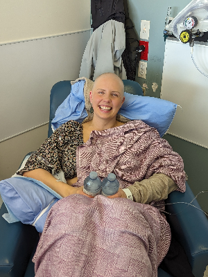 Mary at her last chemo session