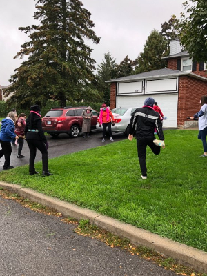 The Queenswood Heights Walkers warming up