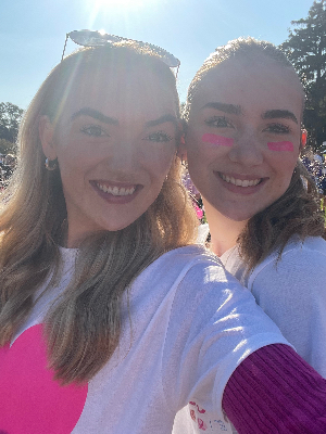 My sister and I at CIBC Run for the Cure 2023!